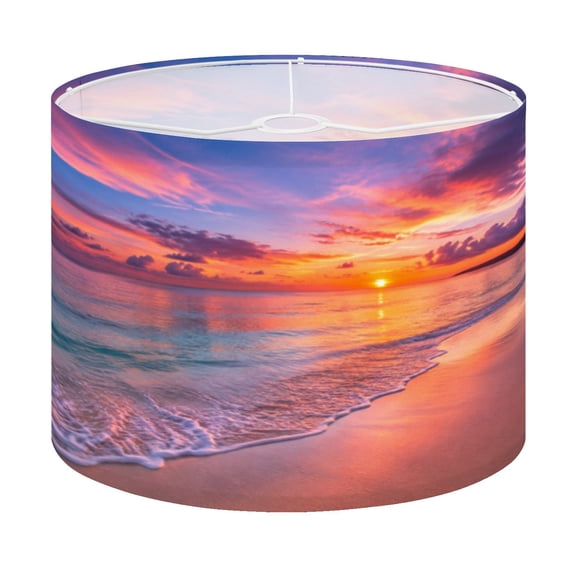 Drum Lamp Shade Pink Sunset Lampshade for Table Lamps Floor Lamps Pendant Light 13"x13"x10" Replacement Linen Large Lamp Shade Easy Assembly