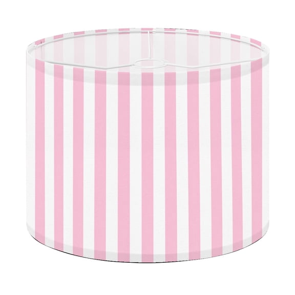 Drum Lamp Shade Pink White Striped Lampshade for Table Lamps Floor Lamps Pendant Light 13"x13"x10" Replacement Linen Large Lamp Shade Easy Assembly