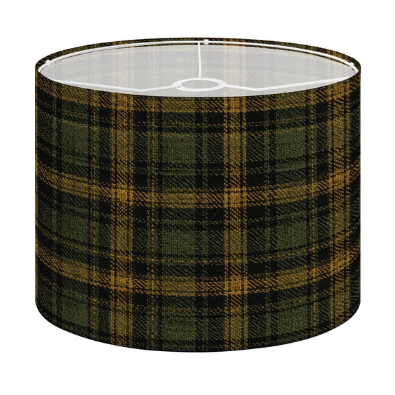 Drum Lamp Shade Plaid brown green Herringbone seamless tartan Lampshade for Table Lamps Floor Lamps Pendant Light 13"x13"x10" Replacement Linen Large Lamp Shade Easy Assembly