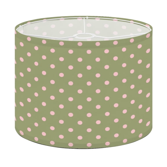 Drum Lamp Shade Polka Dot Seamless Soft Pink Dots Olive Green Lampshade for Table Lamps Floor Lamps Pendant Light 13"x13"x10" Replacement Linen Large Lamp Shade Easy Assembly