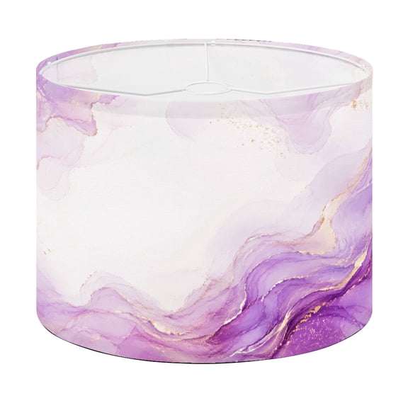 Drum Lamp Shade Purple lavender liquid watercolor golden lines Pastel violet marble Lampshade for Table Lamps Floor Lamps Pendant Light 13"x13"x10" Replacement Linen Large Lamp Shade Easy Assembly