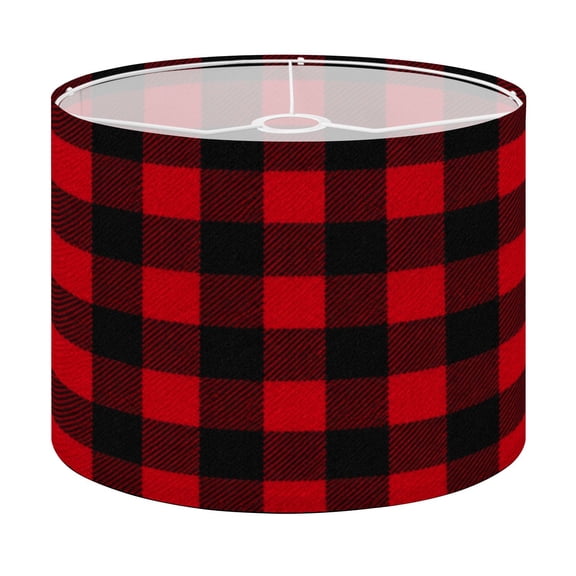 Drum Lamp Shade Red Black Buffalo Plaid Seamless Lampshade for Table Lamps Floor Lamps Pendant Light 13"x13"x10" Replacement Linen Large Lamp Shade Easy Assembly