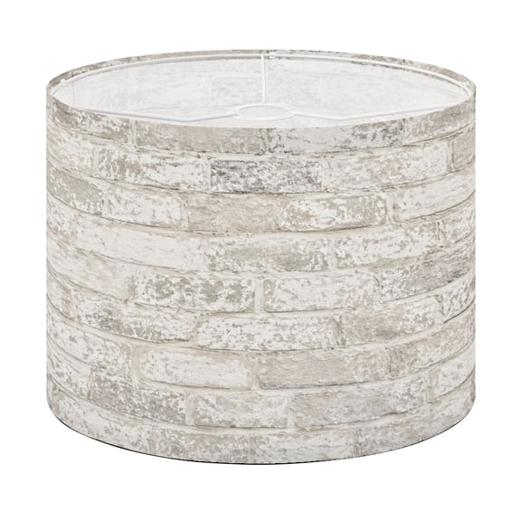 Drum Lamp Shade Rustic Whitewashed Brick Wall Distressed Finish Lampshade for Table Lamps Floor Lamps Pendant Light 13"x13"x10" Replacement Linen Large Lamp Shade Easy Assembly