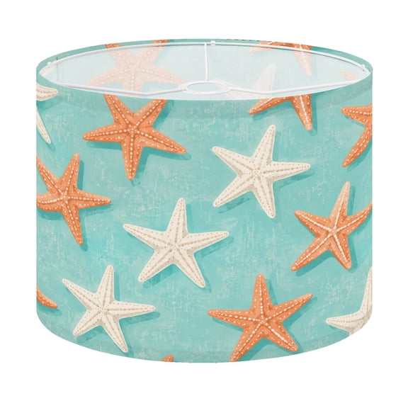 Drum Lamp Shade Seamless Beige Orange Starfish Light Blue Lampshade for Table Lamps Floor Lamps Pendant Light 13"x13"x10" Replacement Linen Large Lamp Shade Easy Assembly