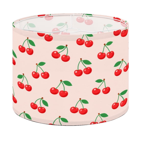 Drum Lamp Shade Seamless red cherry design flat cherry Lampshade for Table Lamps Floor Lamps Pendant Light 13"x13"x10" Replacement Linen Large Lamp Shade Easy Assembly