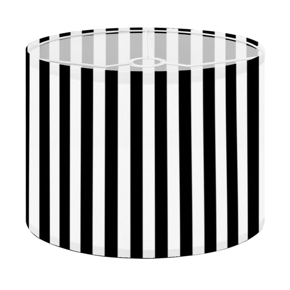 Drum Lamp Shade Striped black white Lampshade for Table Lamps Floor Lamps Pendant Light 13"x13"x10" Replacement Linen Large Lamp Shade Easy Assembly