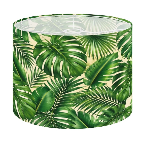 Drum Lamp Shade Trendy seamless tropical exotic leaves plants jungle Lampshade for Table Lamps Floor Lamps Pendant Light 13"x13"x10" Replacement Linen Large Lamp Shade Easy Assembly