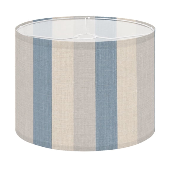 Drum Lamp Shade Vertical Striped Linen Soft Blue Beige Gray Neutral Tones geometric Lampshade for Table Lamps Floor Lamps Pendant Light 13"x13"x10" Replacement Linen Large Lamp Shade Easy Assembly
