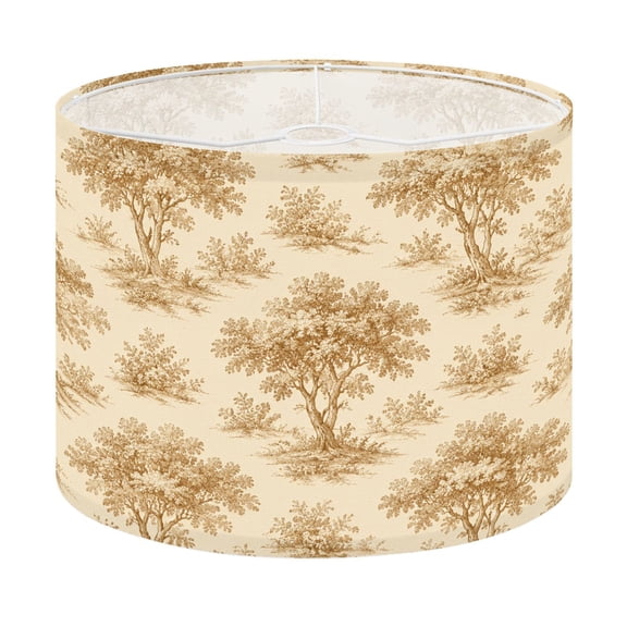 Drum Lamp Shade Vintage Sepia Tone Trees Beige Lampshade for Table Lamps Floor Lamps Pendant Light 13"x13"x10" Replacement Linen Large Lamp Shade Easy Assembly