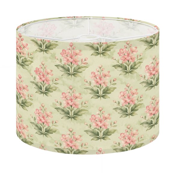 Drum Lamp Shade Watercolor Pink Floral Seamless Green Vintage Botanical Design Lampshade for Table Lamps Floor Lamps Pendant Light 13"x13"x10" Replacement Linen Large Lamp Shade Easy Assembly