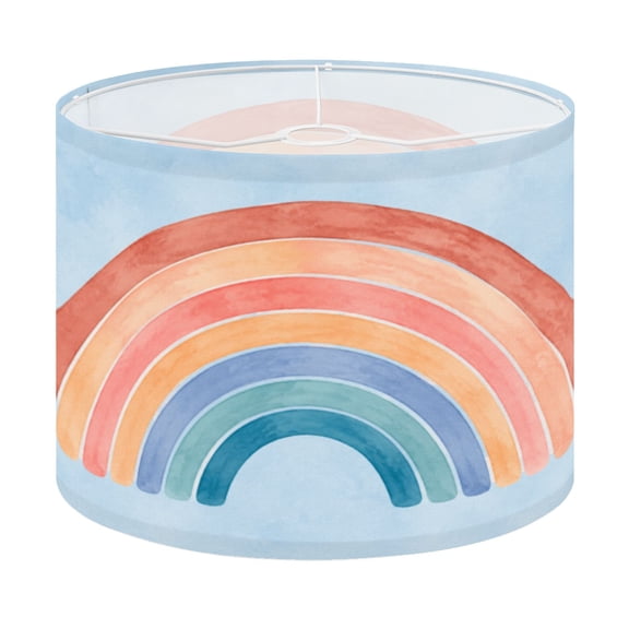 Drum Lamp Shade Wax kids drawn colorful rainbow Childs Lampshade for Table Lamps Floor Lamps Pendant Light 13"x13"x10" Replacement Linen Large Lamp Shade Easy Assembly