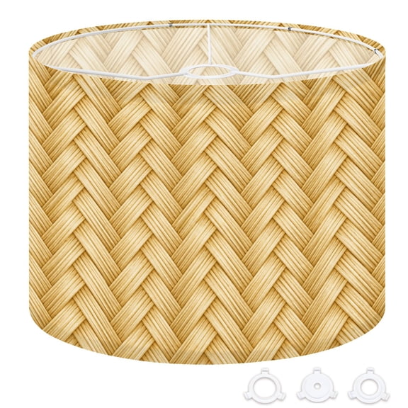 Drum Lamp Shade Woven Bamboo Rattan Weave Design Natural Light Beige 13"x13"x10" Large Lampshade for Table Lamps Floor Lamps Pendant Light Replacement Linen Lamp Shade Easy Assembly