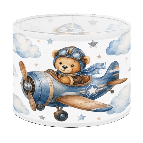 Drum Lamp Shade cute animal airplane watercolor clipart Lampshade for Table Lamps Floor Lamps Pendant Light 13"x13"x10" Replacement Linen Large Lamp Shade Easy Assembly