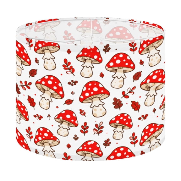 Drum Lamp Shade red mushroom seamless hand drawing doodle cartoon design mushroom Lampshade for Table Lamps Floor Lamps Pendant Light 13"x13"x10" Replacement Linen Large Lamp Shade Easy Assembly