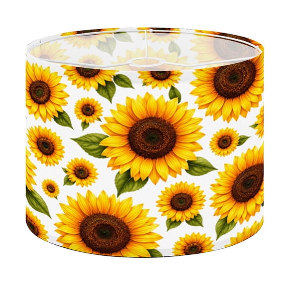 Drum Lamp Shade sunflower Lampshade for Table Lamps Floor Lamps Pendant Light 13"x13"x10" Replacement Linen Large Lamp Shade Easy Assembly
