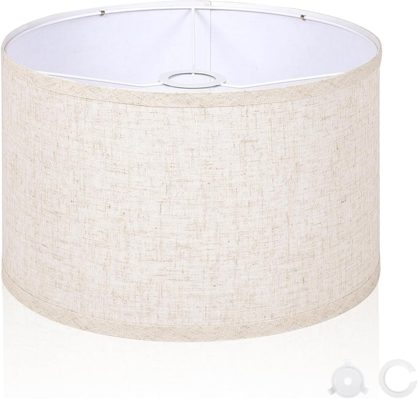 Drum Lamp Shades for Floor Lamps, 12" Top x 12" Bottom x 9" High, Easy to Assemble, Replacement Linen Lampshades for Table Lamps & Bedside Lamps (1.65" Spider)