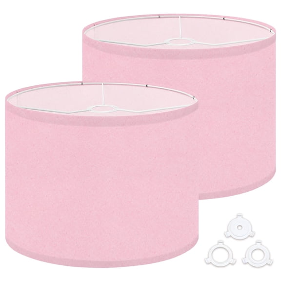 Drum Lamp Shades Set of 2 Glitter Pink Sparkly Bling Fine Tones Even Distribution Subtle Shimmer 13"x13"x10" Large Lampshades for Table Lamps Floor Lamps Replacement Linen Lamp Shade Easy Assembly