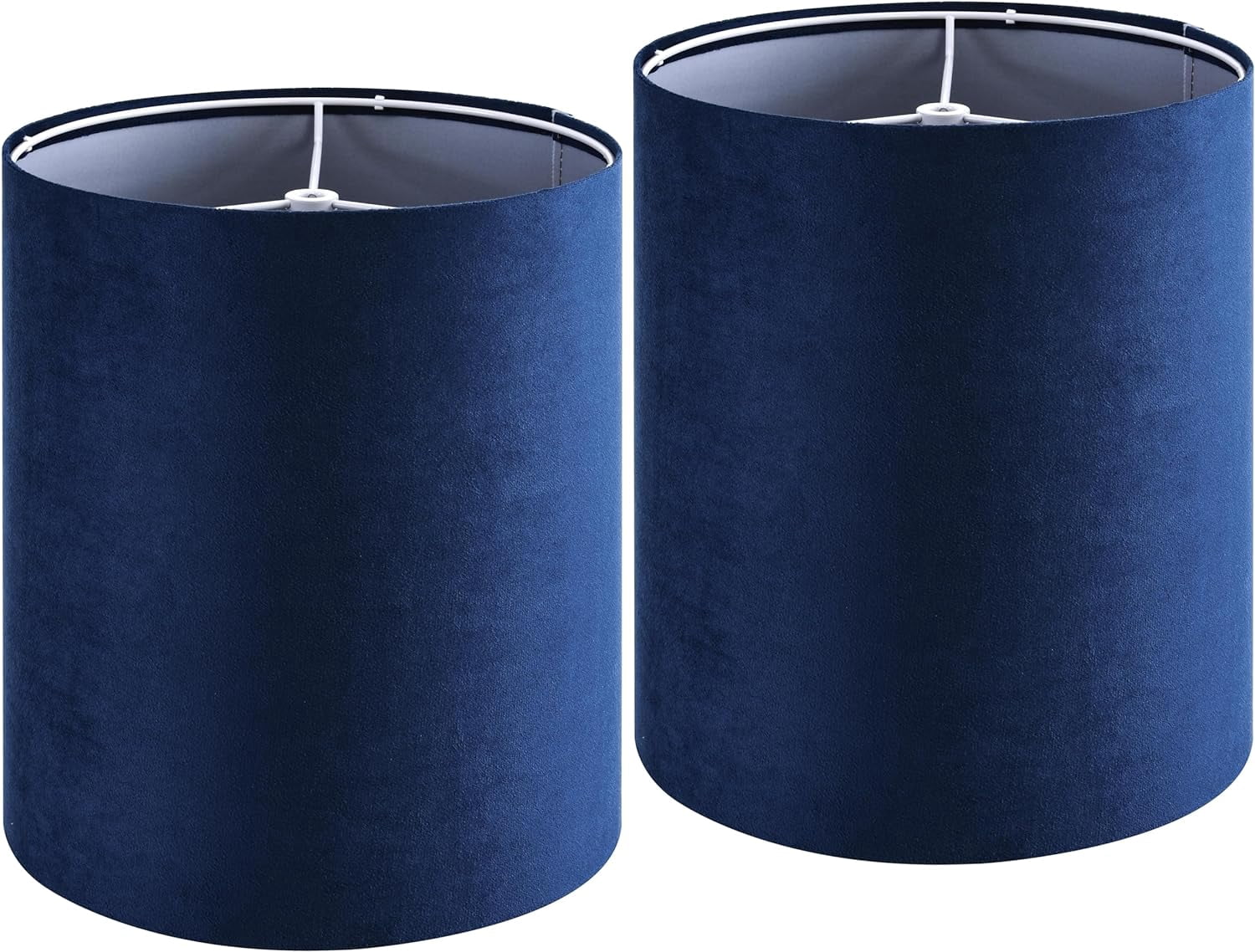 Drum Lamp Shades Set of 2 Small Blue Velvet Lampshade 10"Top×10"Bottom×10"High(Spider) Modern Tall Lamp Shades for Table Lamp & Bedside Lamps Replacement in Hand Crafted-Art Decor