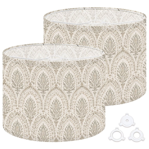 Drum Lamp Shades Set of 2 leaves boho rainbow vintage arches modern Ornate Floral Elegant Leaf 13"x13"x10" Large Lampshades for Table Lamps Floor Lamps Replacement Linen Lamp Shade Easy Assembly