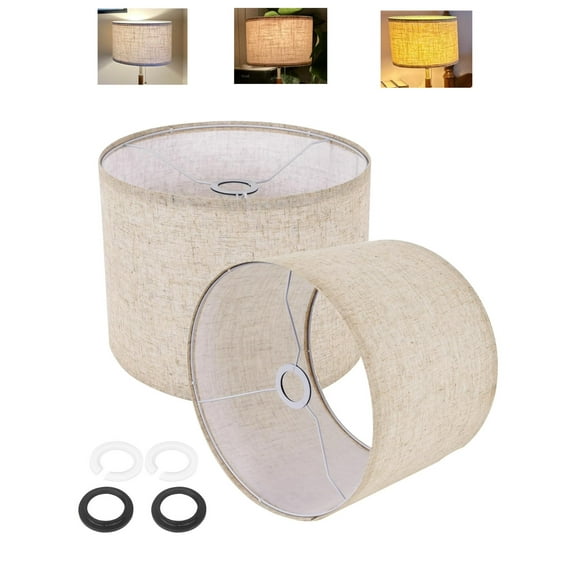 Drum Lamp Shades Set of 2, DIA11.02''xH8.85'',Linen Lampshade Replacement for Table, Floor &Bedside Lamps, 2 Pack