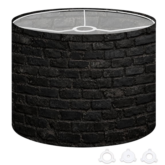 Drum Lamp Shades black brick industry modern dark abstract checkered Rough Structure 13"x13"x10" Large Lampshades for Table Lamps Floor Lamps Replacement Linen Bedside Lamp Shade Easy Assembly