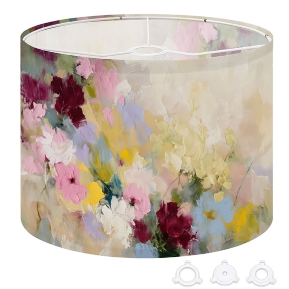 Drum Lampshades 13"x13"x10" Abstract Floral Bouquet Soft Pastel Flowers Brushstrokes Light Shade for Table Lamps Floor Lamp Shades Replacement Assembly Required