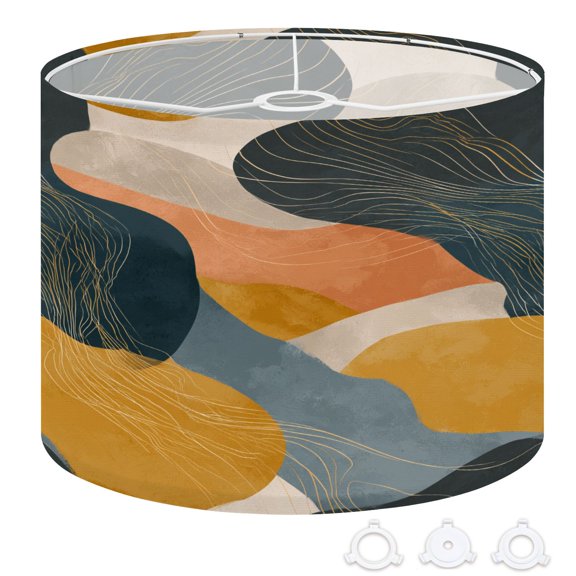 Drum Lampshades 13"x13"x10" Abstract Wavy Shapes Earthy Tones Flowing Lines Light Shade for Table Lamps Floor Lamp Shades Replacement Assembly Required