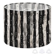 Drum Lampshades 13"x13"x10" Black White Birch Tree Forest Bark Light Shade for Table Lamps Floor Lamp Shades Replacement Assembly Required
