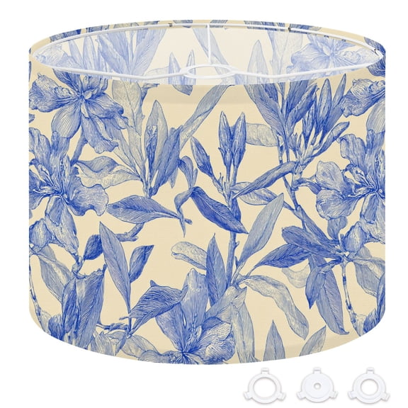 Drum Lampshades 13"x13"x10" Bloom Vintage floral Spring flowers Blue white Chinoiserie Light Shade for Table Lamps Floor Lamp Shades Replacement Assembly Required