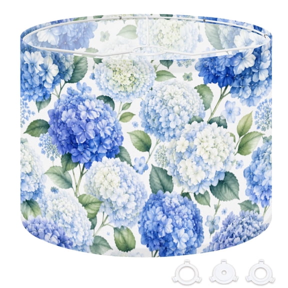 Drum Lampshades 13"x13"x10" Blue White Hydrangea Floral Soft Watercolor Light Shade for Table Lamps Floor Lamp Shades Replacement Assembly Required