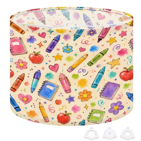 Drum Lampshades 13"x13"x10" Colorful Crayons Inspirational Words Teach Love Inspire Light Shade for Table Lamps Floor Lamp Shades Replacement Assembly Required for Kids Room