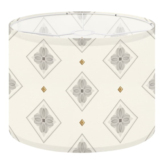 Drum Lampshades 13"x13"x10" Elegant Beige Geometric Floral Diamond Shapes Subtle 3D Embossed Light Shade for Table Lamps Floor Lamp Shades Lampshade Replacement Assembly Required