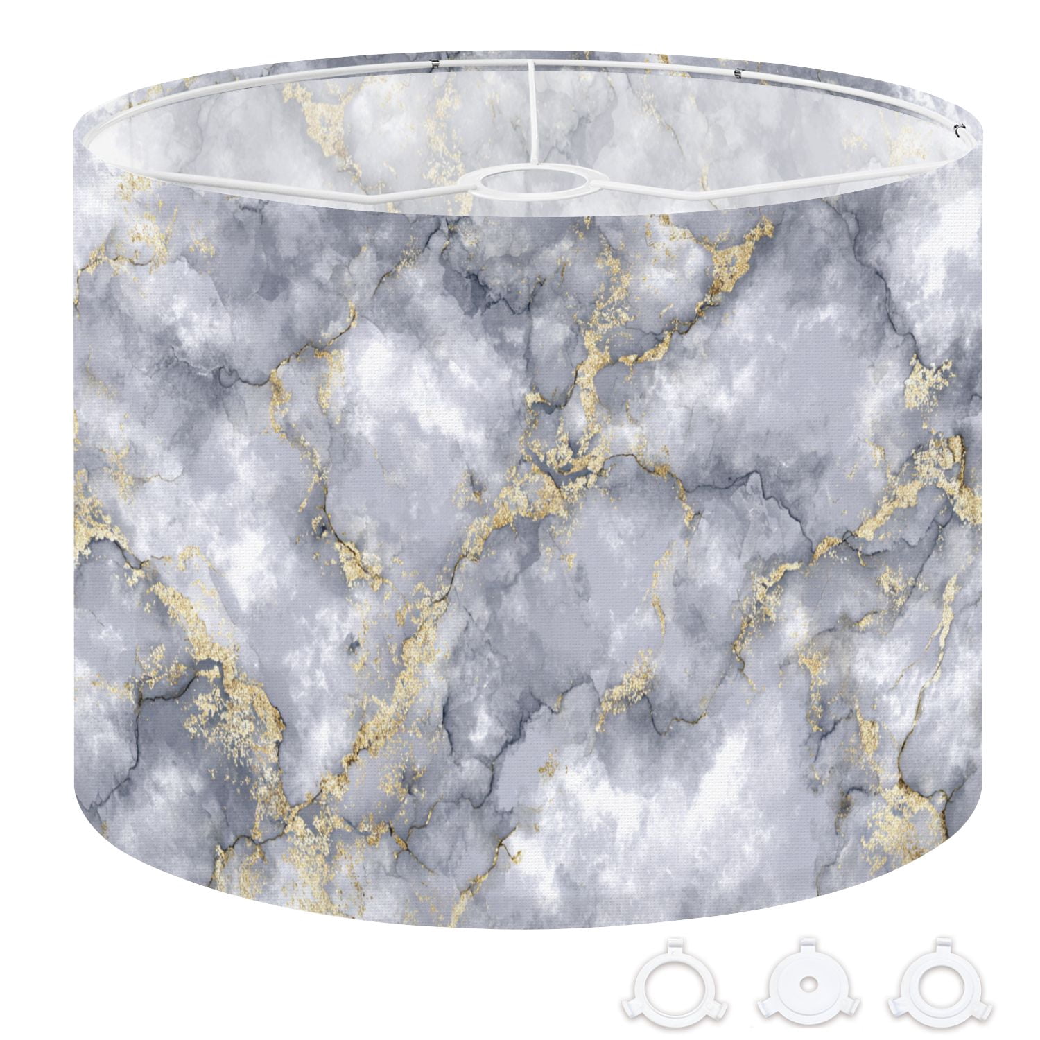 Drum Lampshades 13"x13"x10" Grey Water Color Marble Grey Luxury Silver Water Color Light Shade for Table Lamps Floor Lamp Shades Replacement Assembly Required