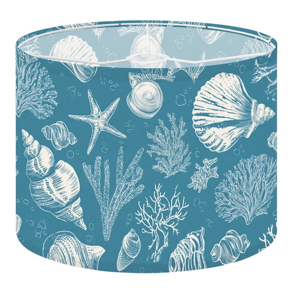 Drum Lampshades 13"x13"x10" Marine Shells Coral White Blue Light Shade for Table Lamps Floor Lamp Shades Lampshade Replacement Assembly Required
