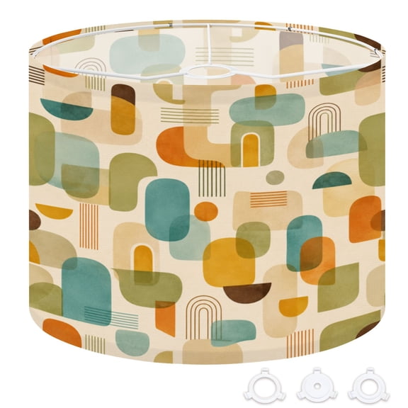 Drum Lampshades 13"x13"x10" Modern Abstract Geometric Overlapping Rounded Rectangles Earthy Light Shade for Table Lamps Floor Lamp Shades Replacement Assembly Required