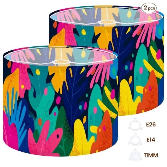 Drum Lampshades 13"x13"x10" Modern exotic floral jungle contemporary Light Shade for Table Lamps Floor Lamp Shades Replacement Assembly Required
