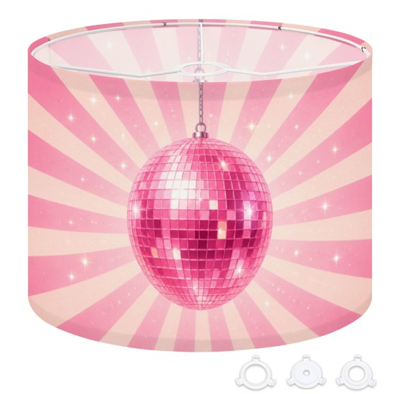Drum Lampshades 13"x13"x10" Pink Sparkling Disco Ball Retro Sunburst Light Shade for Table Lamps Floor Lamp Shades Replacement Assembly Required