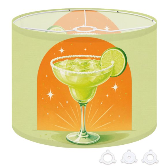Drum Lampshades 13"x13"x10" Vibrant Margarita Cocktail Lime Slice Ice Cubes Orange Light Shade for Table Lamps Floor Lamp Shades Replacement Assembly Required