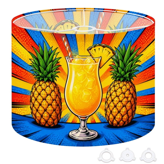 Drum Lampshades 13"x13"x10" Vibrant Pineapple Cocktail Pop Art Style Bright Colors Light Shade for Table Lamps Floor Lamp Shades Replacement Assembly Required