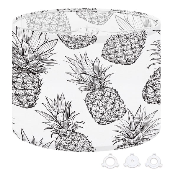 Drum Lampshades 13"x13"x10" fruit Pineapple Black White Light Shade for Table Lamps Floor Lamp Shades Replacement Assembly Required