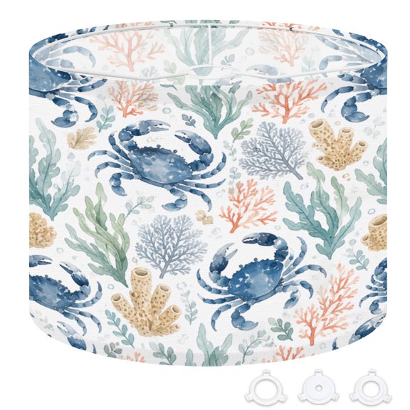 Drum Lampshades 13"x13"x10" sea blue crabs corals watercolor nautical Light Shade for Table Lamps Floor Lamp Shades Replacement Assembly Required