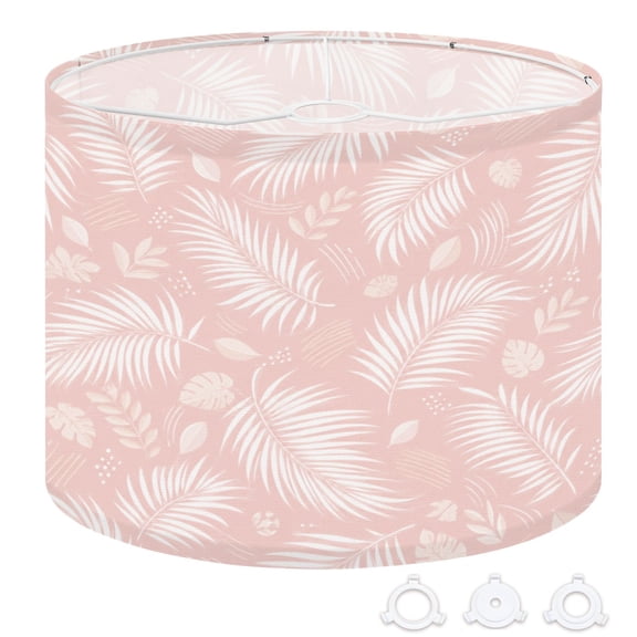 Drum Lampshades Abstract tropical foliage pink rose blush colors Palm leaves 13"x13"x10" Light Shade for Table Lamps Floor Lamp Shades Replacement Assembly Required