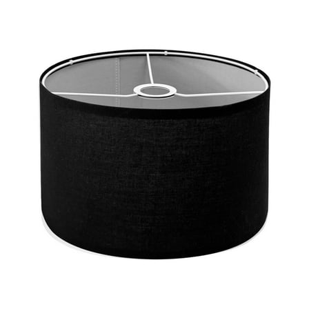 Drum Lampshades, Kvago Linen Lamp Shade, E27 Light Cover Replacement for Chandeliers Table Floor Lamp Kitchen Light Fixtures (Black, 11.81''Top x 11.81'' Bottom x 7.87'' High)