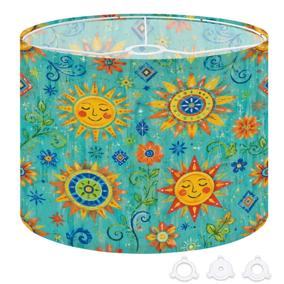 Drum Lampshades Mexican Folk Art Ceramic Sun photo 13"x13"x10" Light Shade for Table Lamps Floor Lamp Shades Replacement Assembly Required