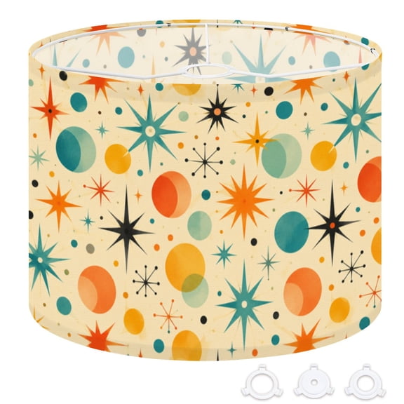 Drum Lampshades Mid century fifties modern atomic retro colors seamless Part 13"x13"x10" Light Shade for Table Lamps Floor Lamp Shades Replacement Assembly Required