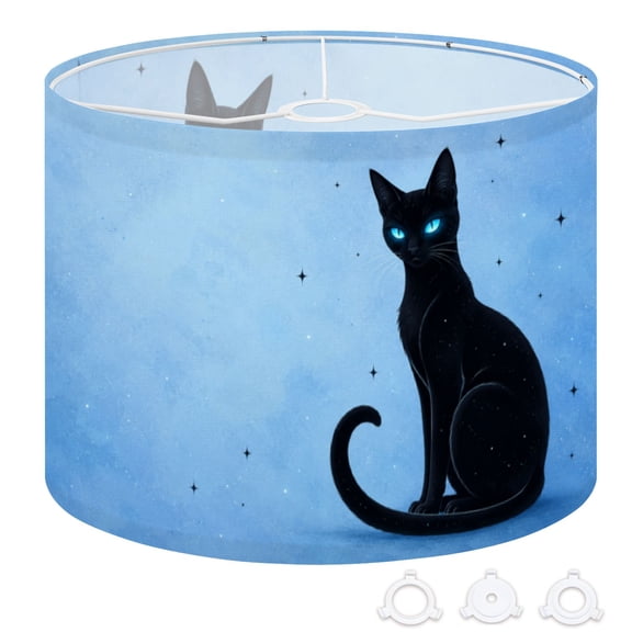Drum Lampshades Retro Cat Midcentury Mid Century Atomic Age Modern Teal 13"x13"x10" Light Shade for Table Lamps Floor Lamp Shades Replacement Assembly Required