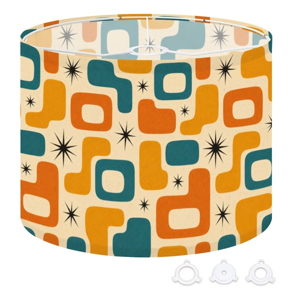 Drum Lampshades Retro Mid Century Modern Geometric Atomic Starbursts Teal 13"x13"x10" Light Shade for Table Lamps Floor Lamp Shades Replacement Assembly Required