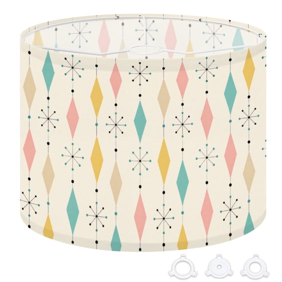 Drum Lampshades Retro Mid Century Modern Geometric Diamond Shapes Atomic 13"x13"x10" Light Shade for Table Lamps Floor Lamp Shades Replacement Assembly Required