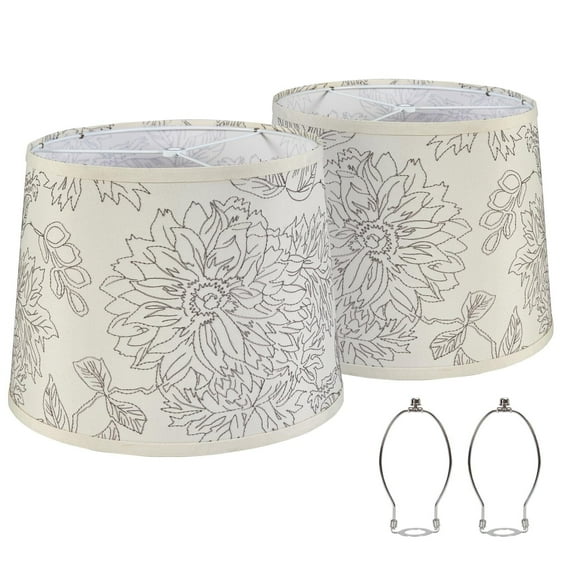 NATYSWAN Drum Lampshades Set of 2, Fabric Lampshades for Table Lamps Floor Lamps, 13" Top x 11" Bottom x 10" High, Natural Linen Hand Crafted, Lamp Shade Harp Holder Included