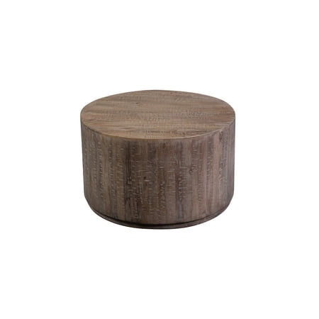 Drum Mango Wood Round Coffee Table - Gray Wash.